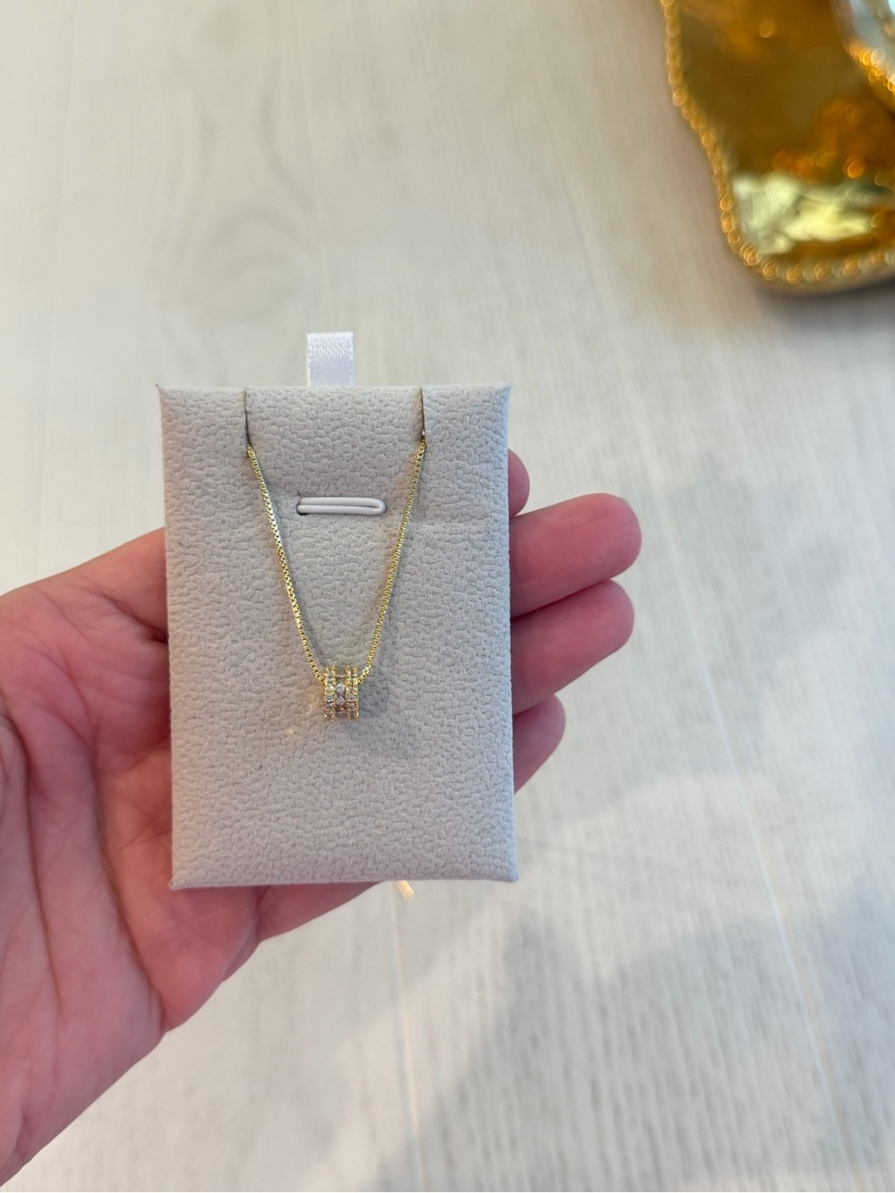 Gold Tone Women's Pendant Necklace with Clear Stones, 18k gold plated necklace
